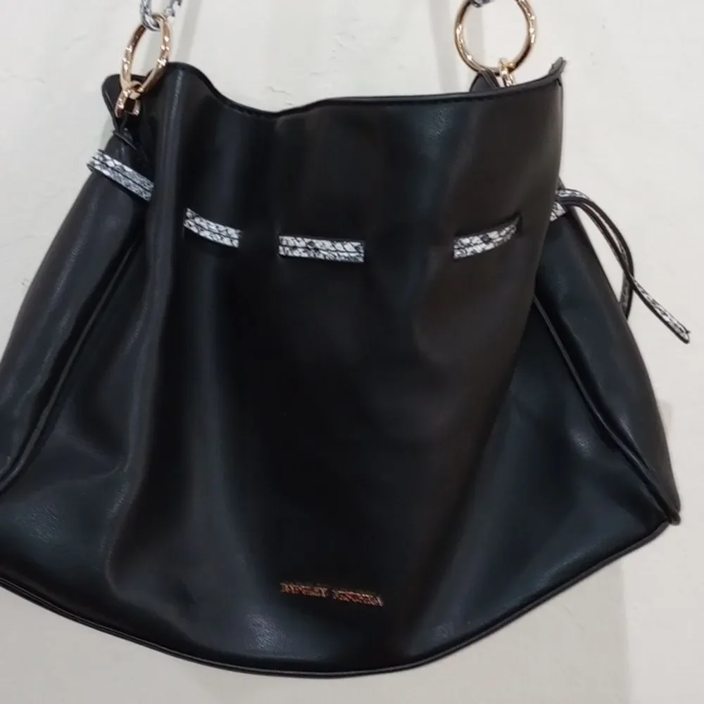 Badgley Mischka Vegan Black with Snake Trim Purse - No Cross Body Strap